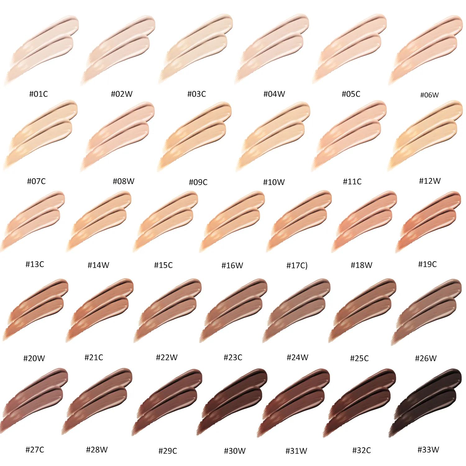 哑光粉底液色号